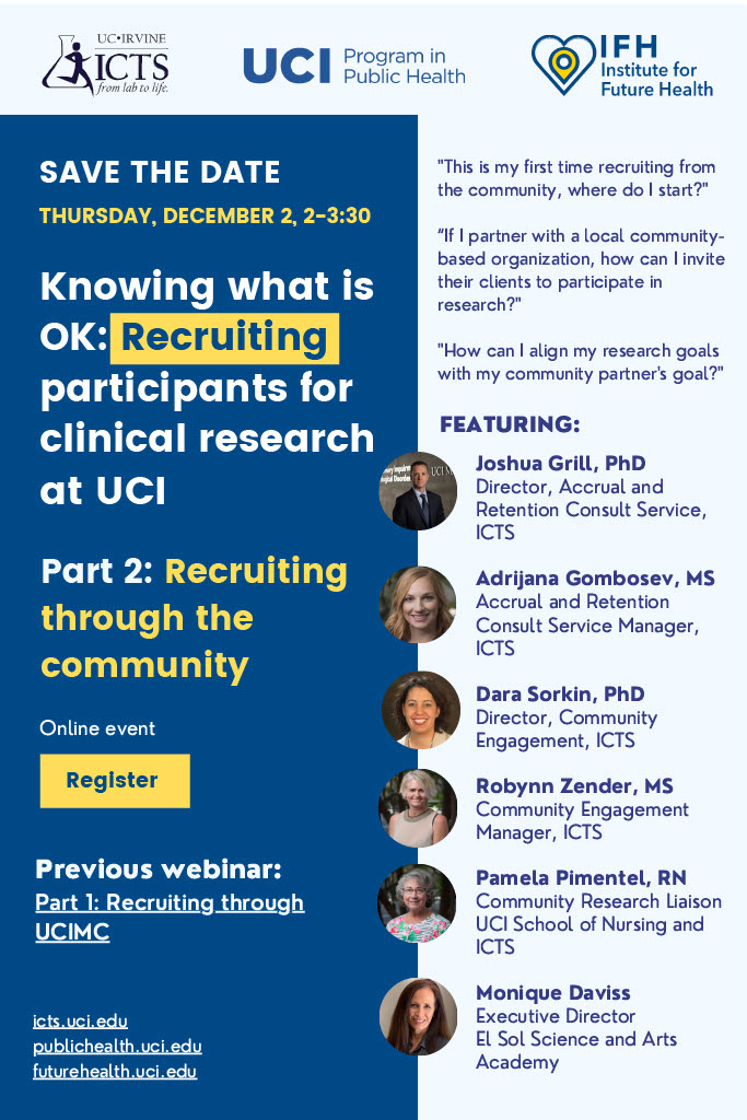 Recruiting participants for clinical research at UCI, Part 2